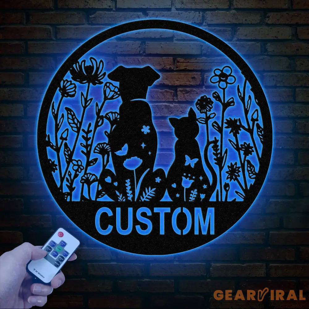Custom Floral Dog and Cat Metal Sign Dog and Cat Garden Sign Personalized Cat Dog Name Sign Pet Lover Gift Dog Mom Gift