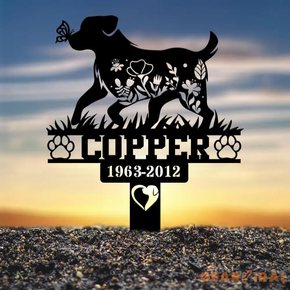 Custom Floral Dog Memorial Metal Stake Personalized Dog Loss Sign Sympathy Sign Pet Grave Markers Remembrance Stake