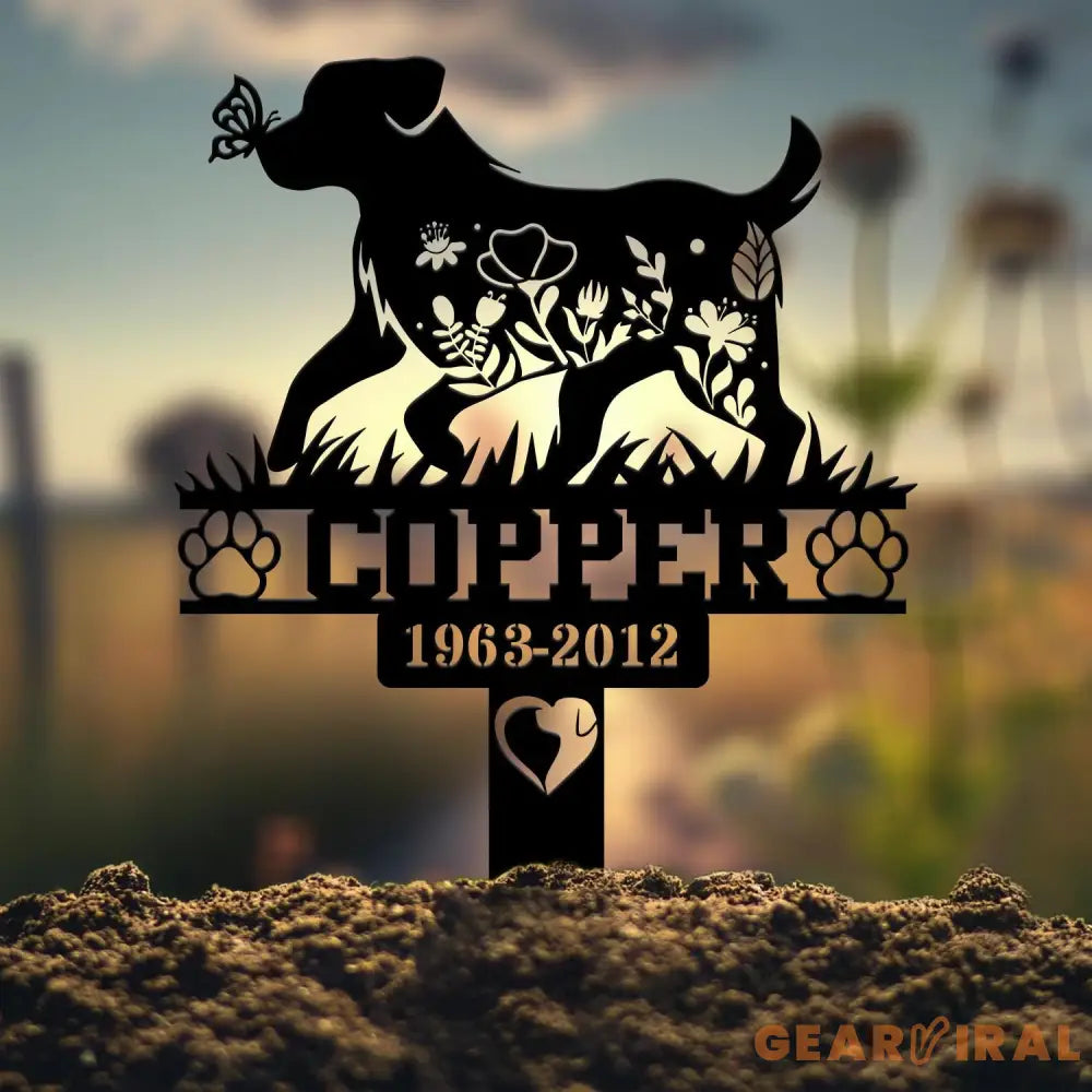 Custom Floral Dog Memorial Metal Stake Personalized Dog Loss Sign Sympathy Sign Pet Grave Markers Remembrance Stake