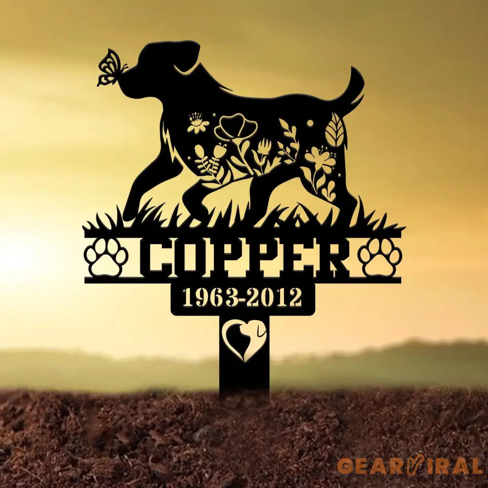 Custom Floral Dog Memorial Metal Stake Personalized Dog Loss Sign Sympathy Sign Pet Grave Markers Remembrance Stake