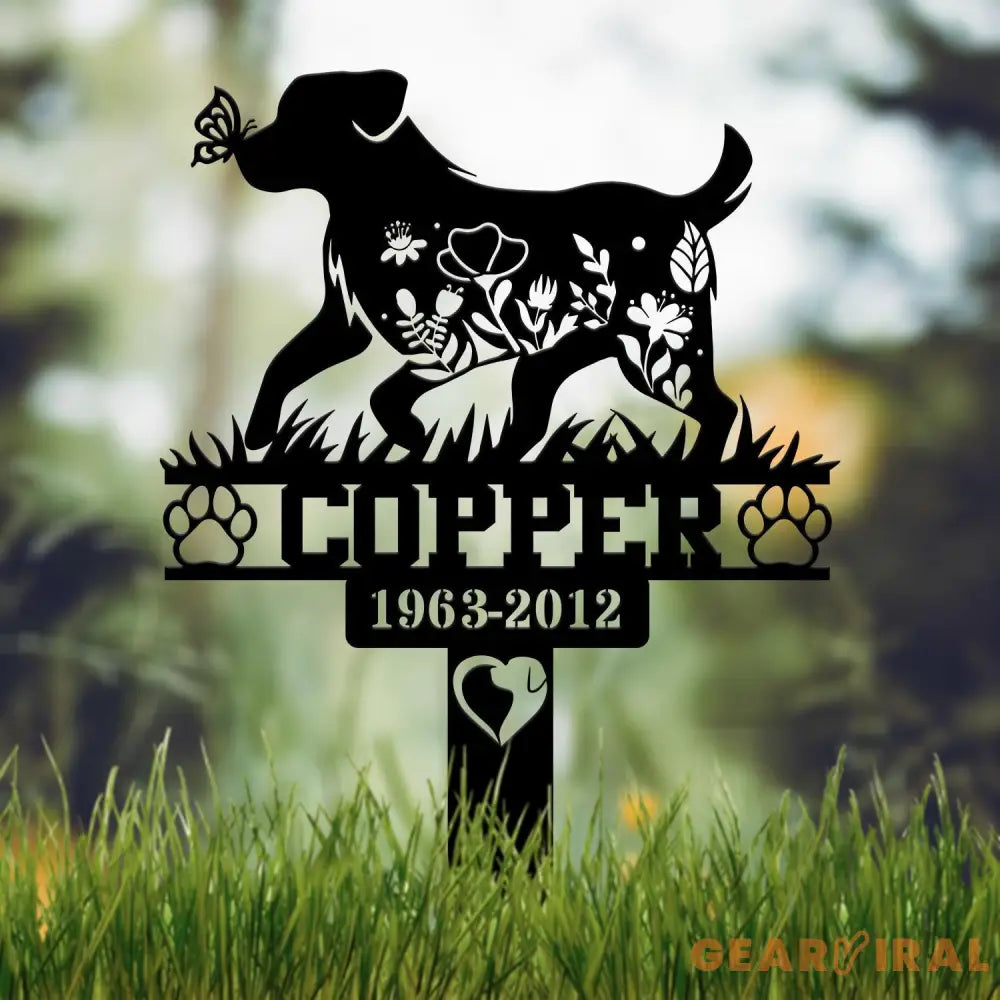 Custom Floral Dog Memorial Metal Stake Personalized Dog Loss Sign Sympathy Sign Pet Grave Markers Remembrance Stake