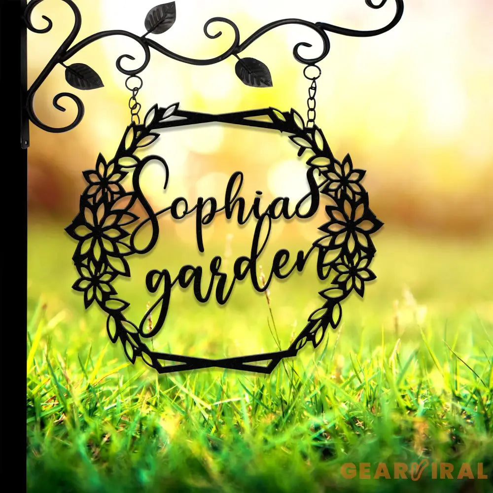 Custom Floral Garden Metal Sign Custom Metal Hanging Garden Sign Personalized Metal Gardening Gift Gardener Name Sign