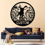 Custom Floral Rabbit Metal Sign Rabbit Lovers Gift Farm Animals Wall Decor Wall Hanging Metal Rabbit Sign Gift For