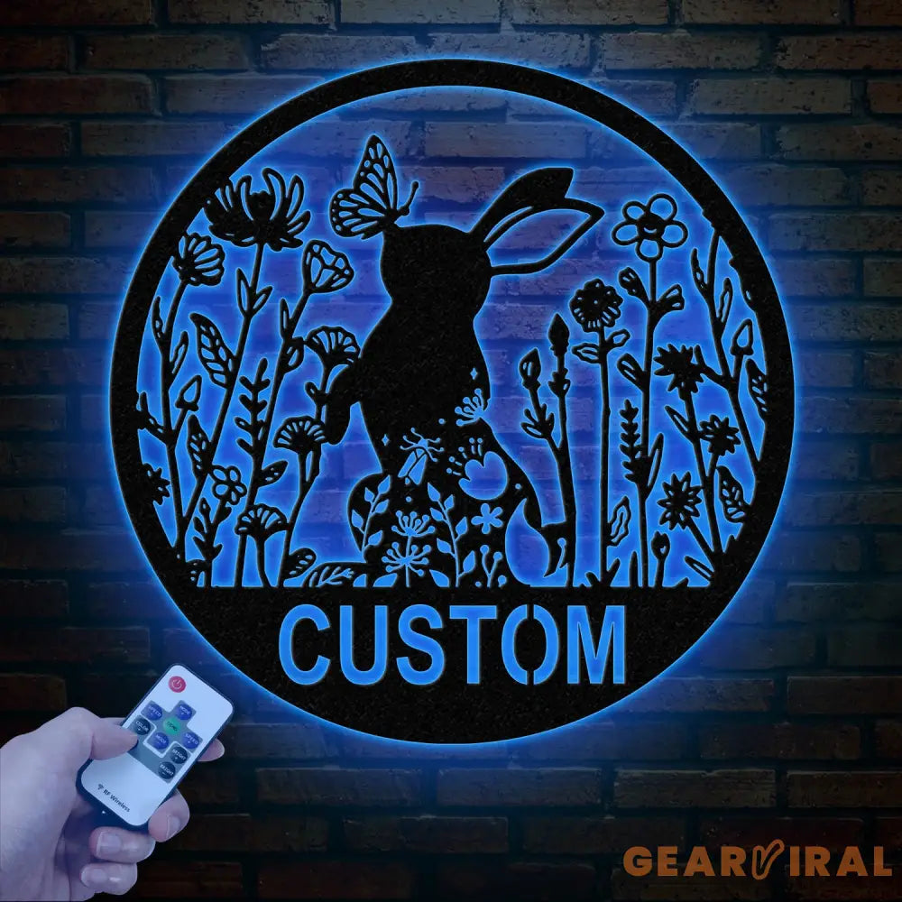 Custom Floral Rabbit Metal Sign Rabbit Lovers Gift Farm Animals Wall Decor Wall Hanging Metal Rabbit Sign Gift For