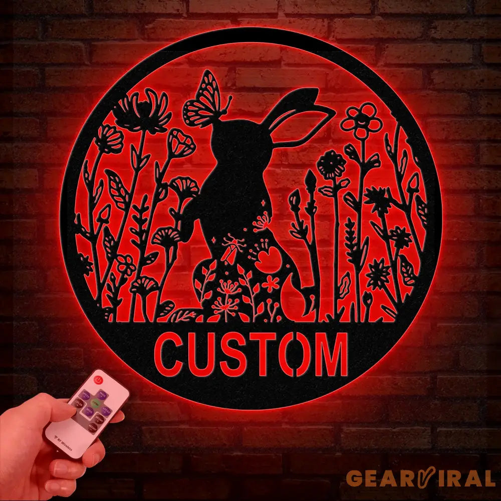 Custom Floral Rabbit Metal Sign Rabbit Lovers Gift Farm Animals Wall Decor Wall Hanging Metal Rabbit Sign Gift For