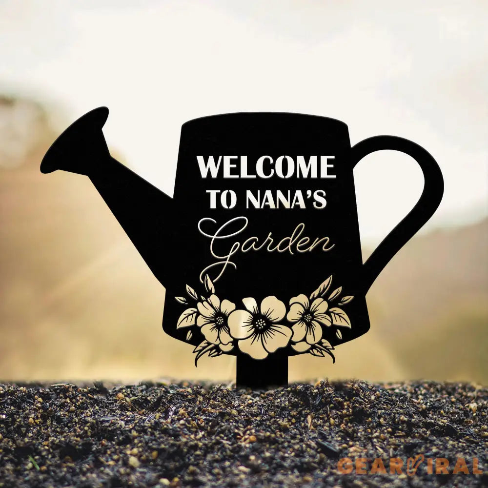 Custom Floral Watering Can Garden Stake Personalized Garden Metal Sign Outdoor Garden Decor Garden Art Mother’s Day