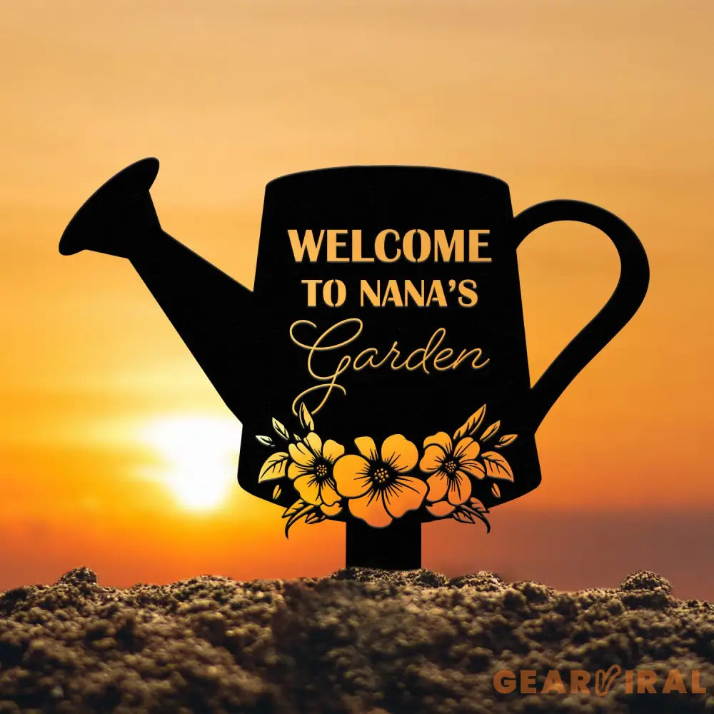 Custom Floral Watering Can Garden Stake Personalized Garden Metal Sign Outdoor Garden Decor Garden Art Mother’s Day