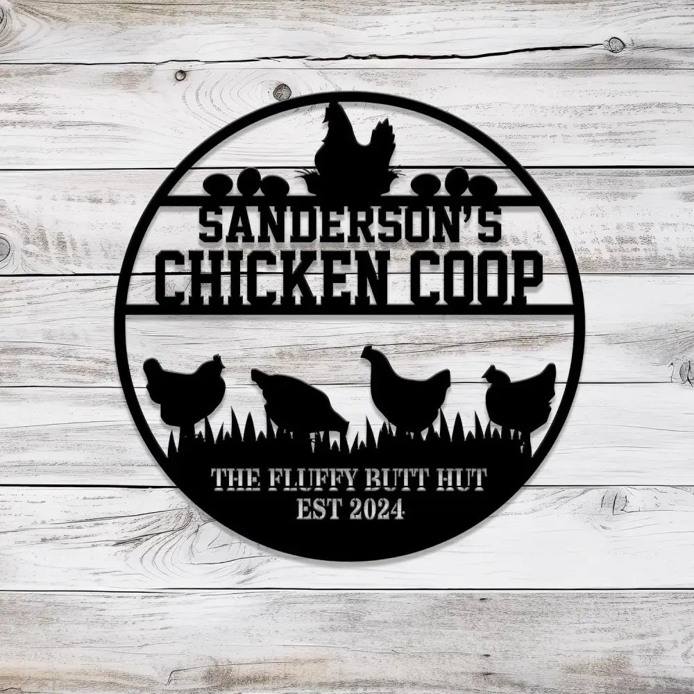 Custom Fluffy Butt Hut Metal Signs Chicken Coop Sign Personalized Chicken Farm Sign Farm Coop Sign Family Name Chicken