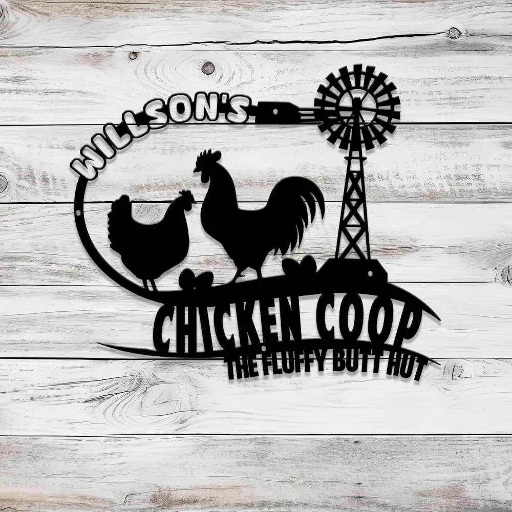 Custom Fluffy Butt Hut Metal Signs Chicken Coop Sign Personalized Chicken Farm Sign Farm Coop Sign Family Name Chicken