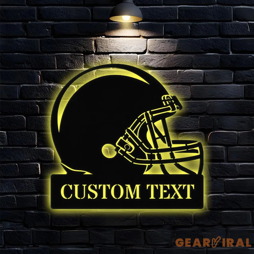 Custom Football Helmet Metal Sign with LED Lights Personalized Family Name Metal Sign Wall Decor Personalized Wall Art