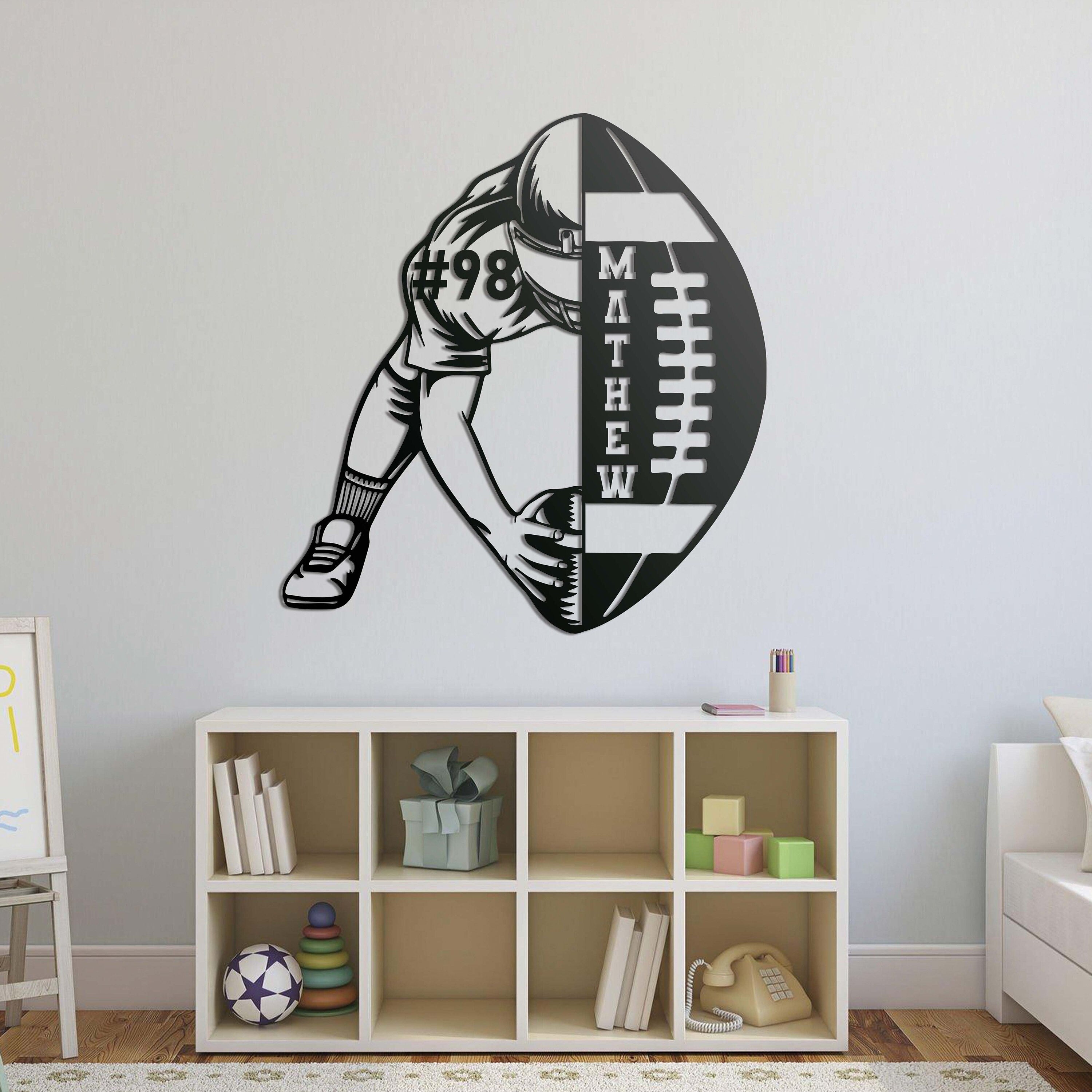 Custom Football Name and Number Metal Sign Led Light - Football Wall Art - Xmas Birthday Gift for Son Coach - Boys Room Decor | GearViral