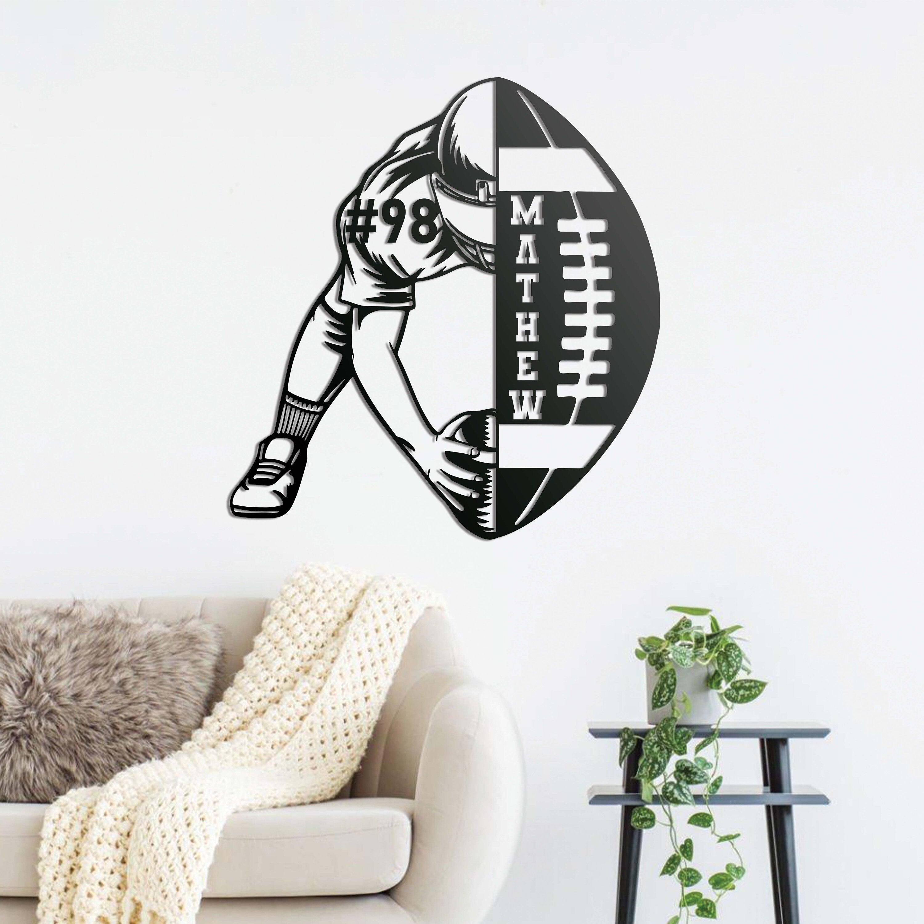 Custom Football Name and Number Metal Sign Led Light - Football Wall Art - Xmas Birthday Gift for Son Coach - Boys Room Decor | GearViral