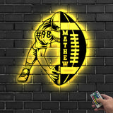 Custom Football Name and Number Metal Sign Led Light - Football Wall Art - Xmas Birthday Gift for Son Coach - Boys Room Decor | GearViral