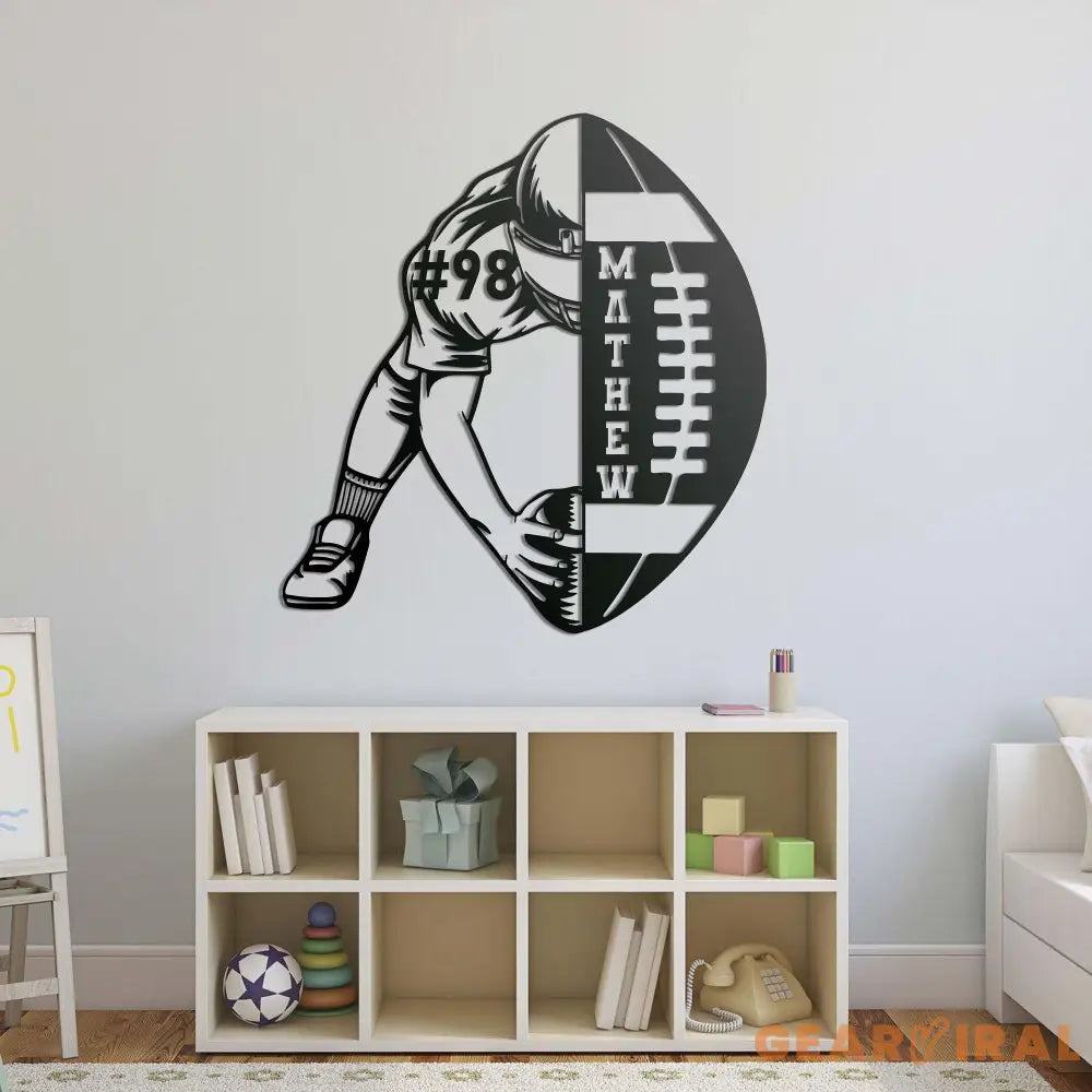 Custom Football Name and Number Metal Sign Led Light - Football Wall Art - Xmas Birthday Gift for Son Coach - Boys Room