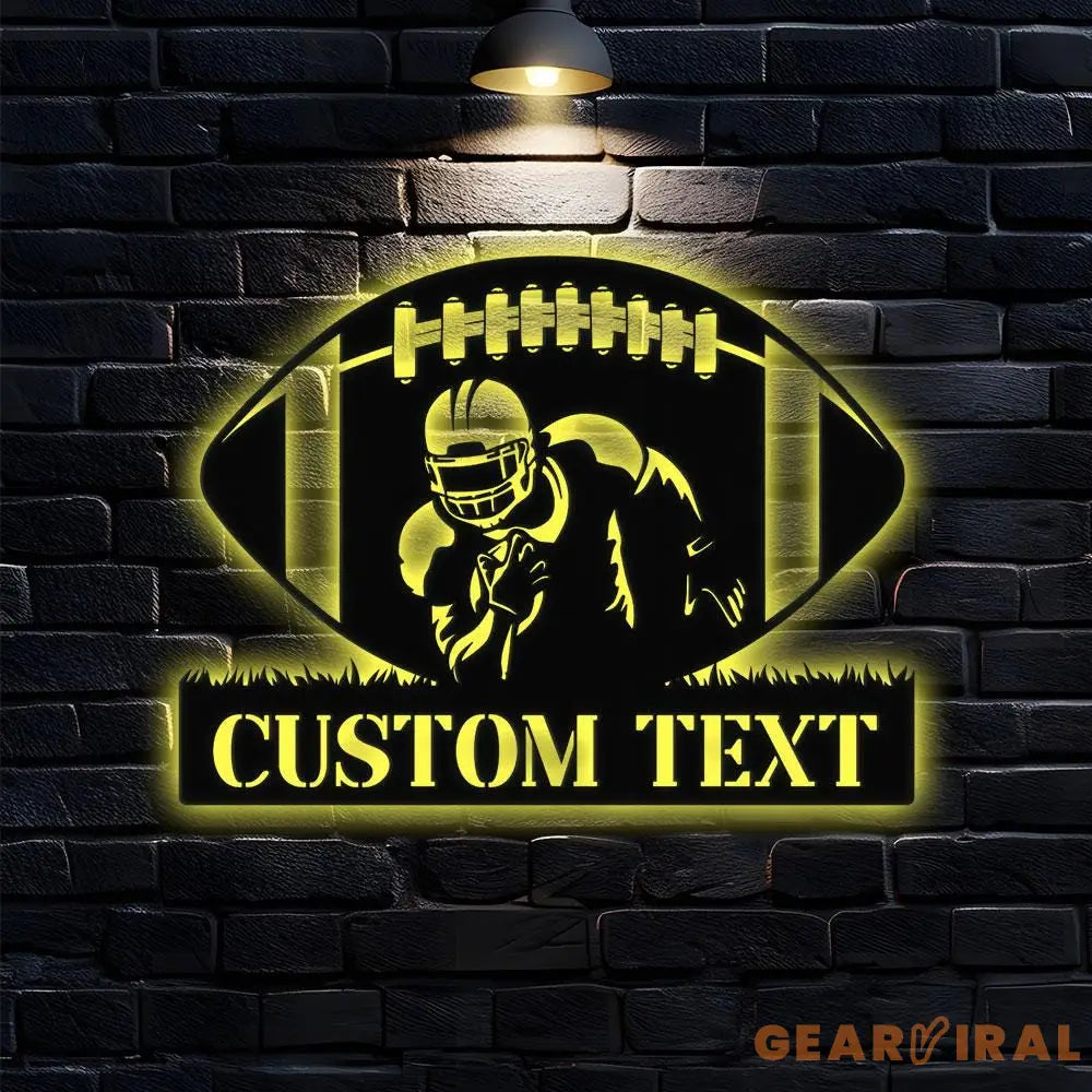 Custom Football Name and Number Metal Sign with LED Lights Personalized Family Name Metal Sign Personalized Wall Art