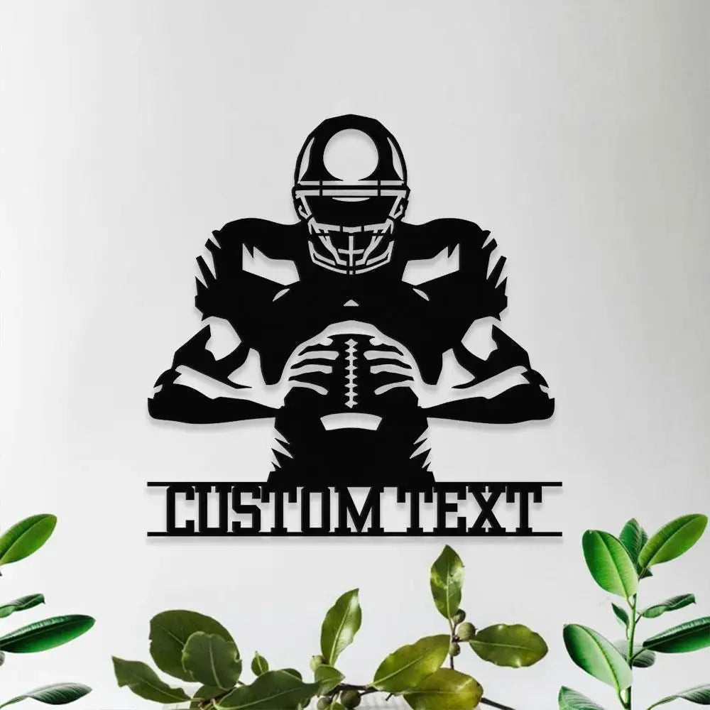 Custom Football Number Metal Sign with LED Lights Personalized Family Name Metal Sign Wall Decor Personalized Wall Art