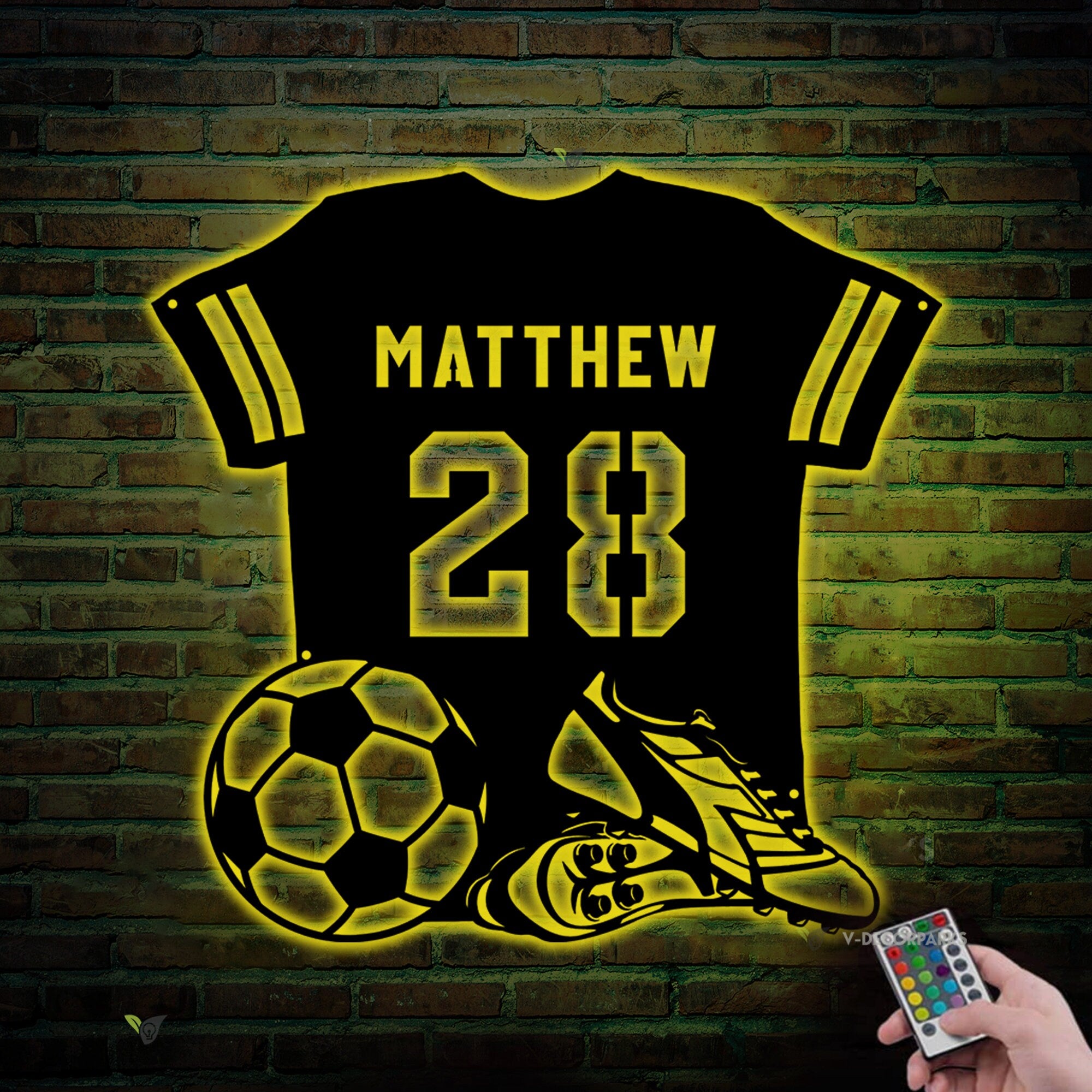 Custom Football Player Jersey Wall Art With LED Light - Custom Football Name Sign - Soccer RGB LED Light Sign - Christmas Gift | GearViral