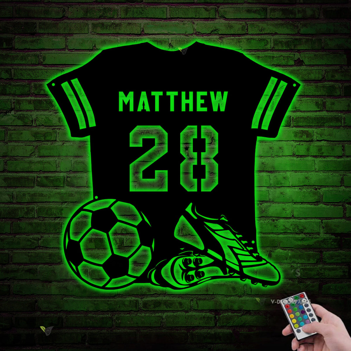 Custom Football Player Jersey Wall Art With LED Light - Custom Football Name Sign - Soccer RGB LED Light Sign - Christmas Gift | GearViral