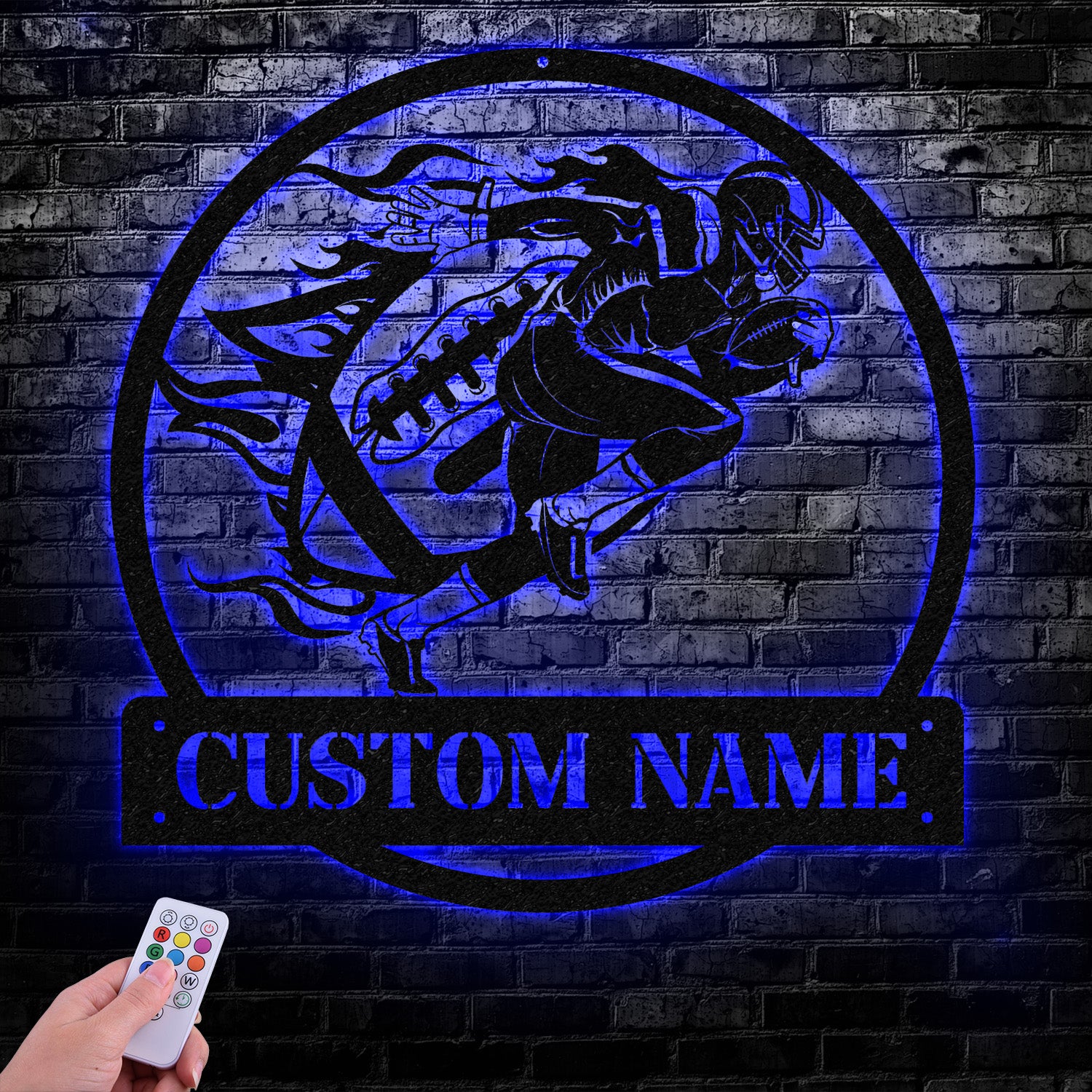 Custom Football Player Led Light Wall Art, Football Player Name Sign, Football Coach Gift, Boys Room Decor, Sport Room Wall Hanging
