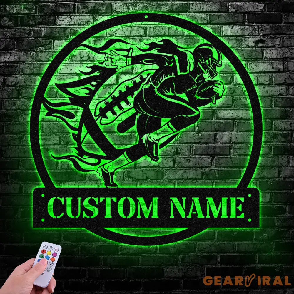 Custom Football Player Led Light Wall Art Football Player Name Sign Football Coach Gift Boys Room Decor Sport Room Wall