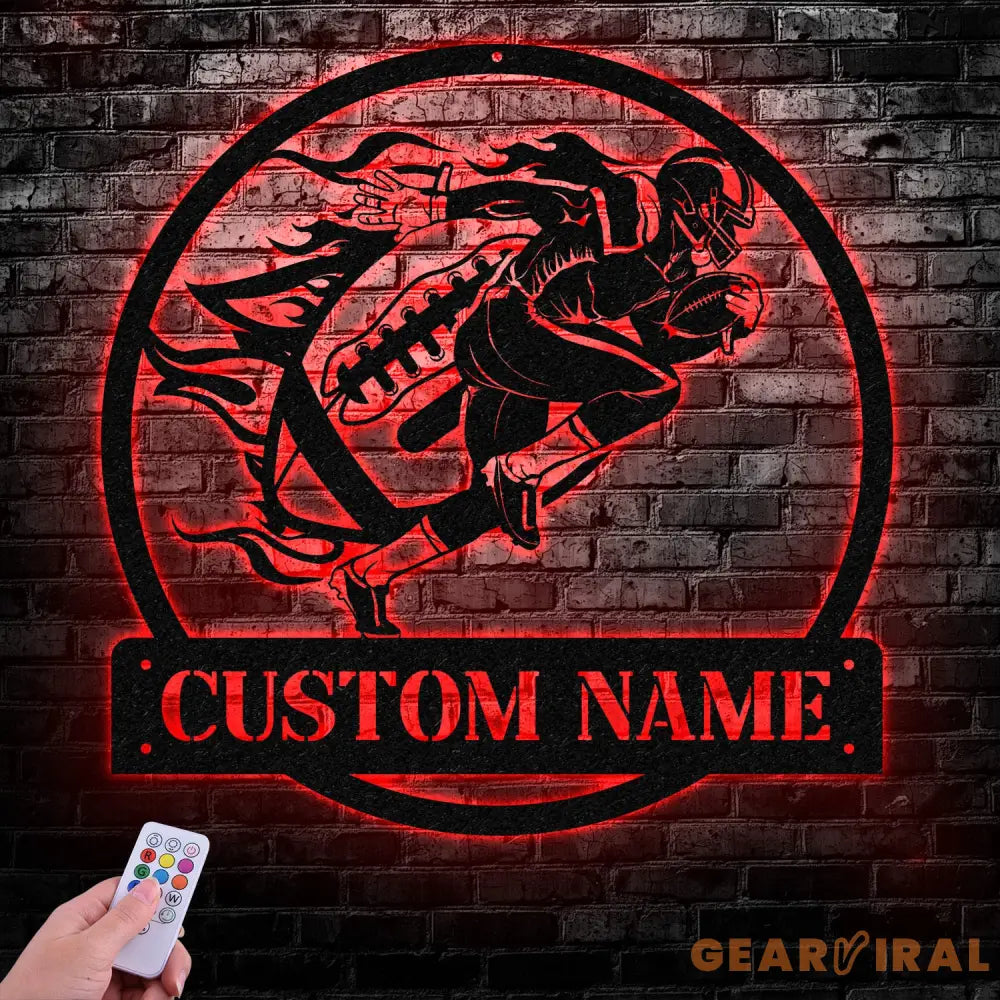 Custom Football Player Led Light Wall Art Football Player Name Sign Football Coach Gift Boys Room Decor Sport Room Wall