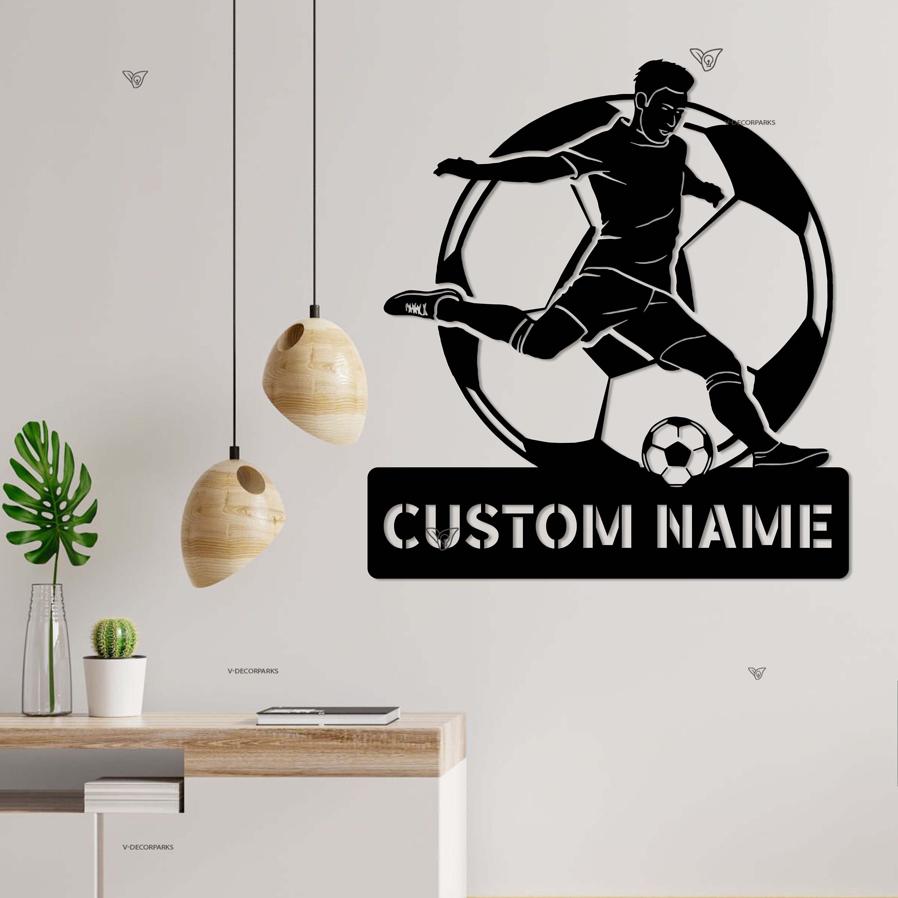 Custom Football Player Metal Sign with LED Light - Football Lover Gift - Football Player Name Sign - Metal Soccer Wall Art | GearViral