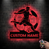 Custom Football Player Metal Sign with LED Light - Football Lover Gift - Football Player Name Sign - Metal Soccer Wall Art | GearViral