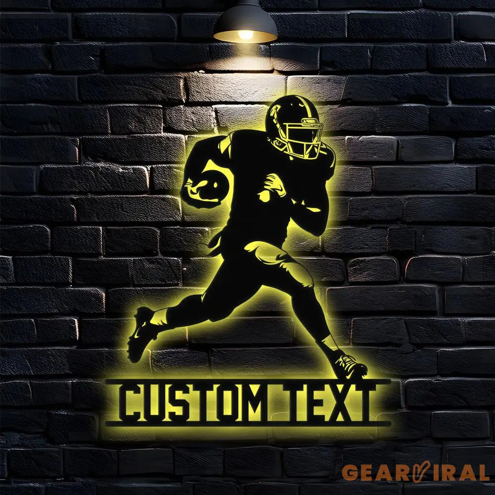 Custom Football Player Name Metal Sign with LED Lights Personalized Family Name Metal Sign Personalized Wall Art