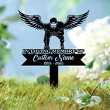 Custom Football Player with Angels Wings Memorial Plaque Stake Personalized Football Metal Cross Sign Sympathy Gift