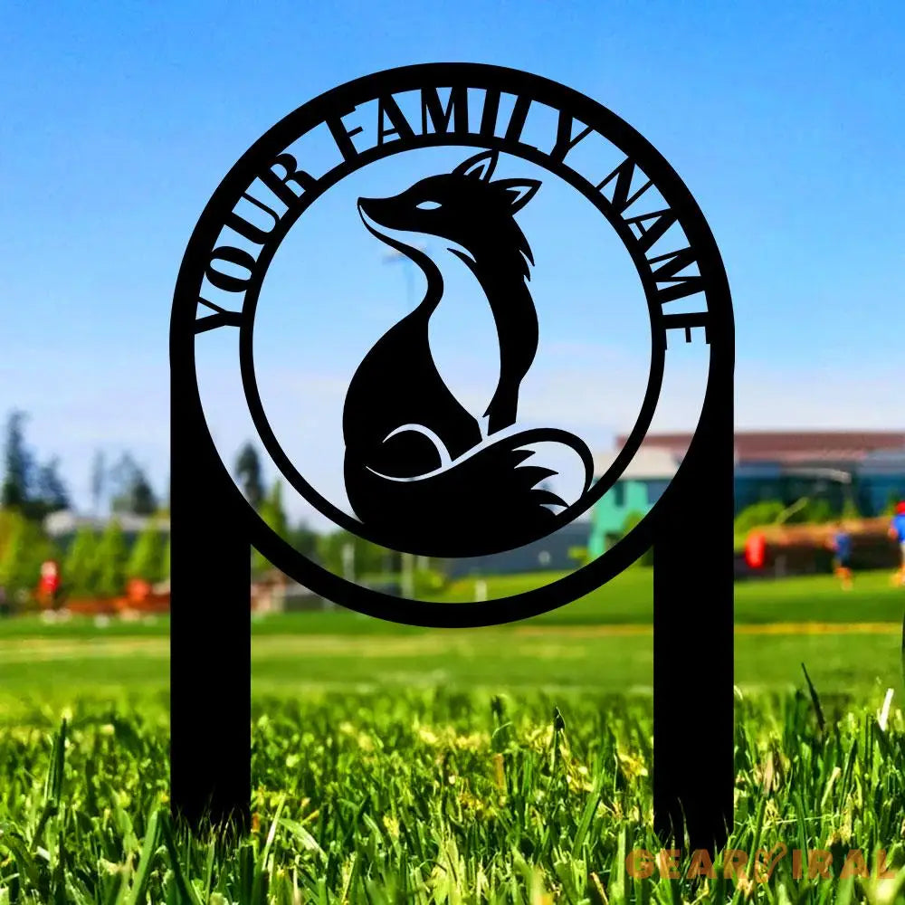 Custom Fox and Address Garden Metal Stake Personalized Family Name Yard Sign Outdoor Door Garden Decor Garden Art Gift