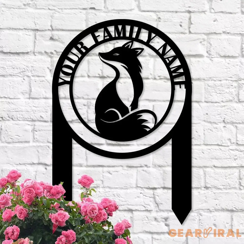 Custom Fox and Address Garden Metal Stake Personalized Family Name Yard Sign Outdoor Door Garden Decor Garden Art Gift