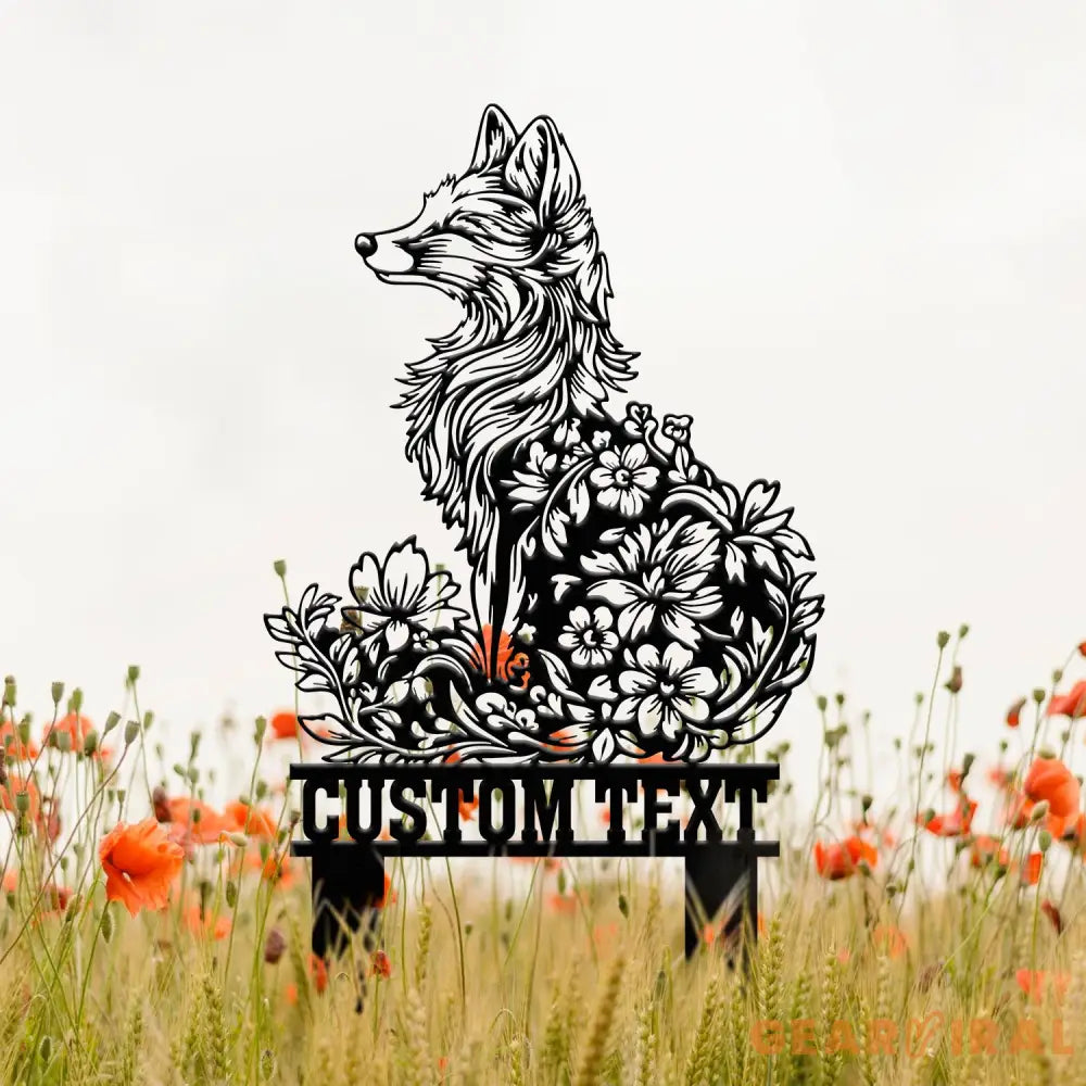 Custom Fox Garden Sign – Personalized Metal Garden Stake – Fox Yard Art & Lawn Decor – Cabin or Den Decoration
