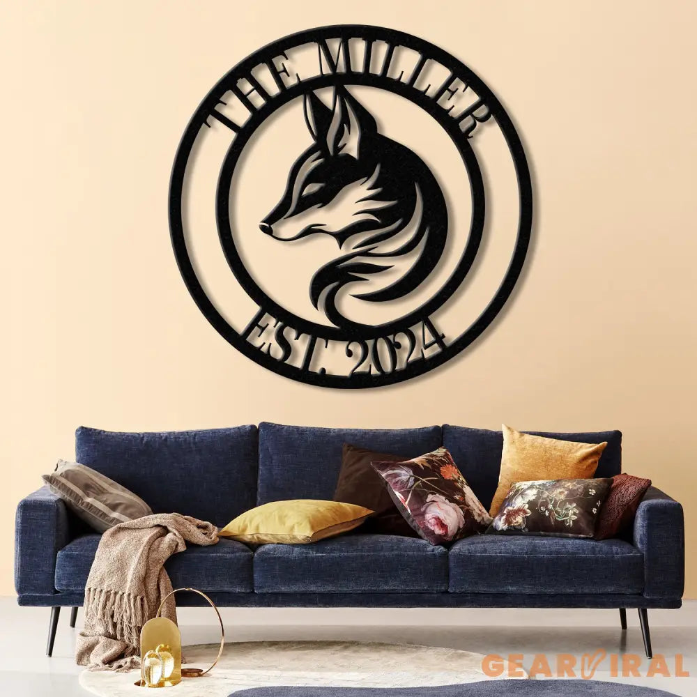 Custom Fox Metal Sign Personalized Fox Name Wall Art Fox Cabin Den Decor Farm Ranch Barn Sign Fox Wall Decor Wildlife