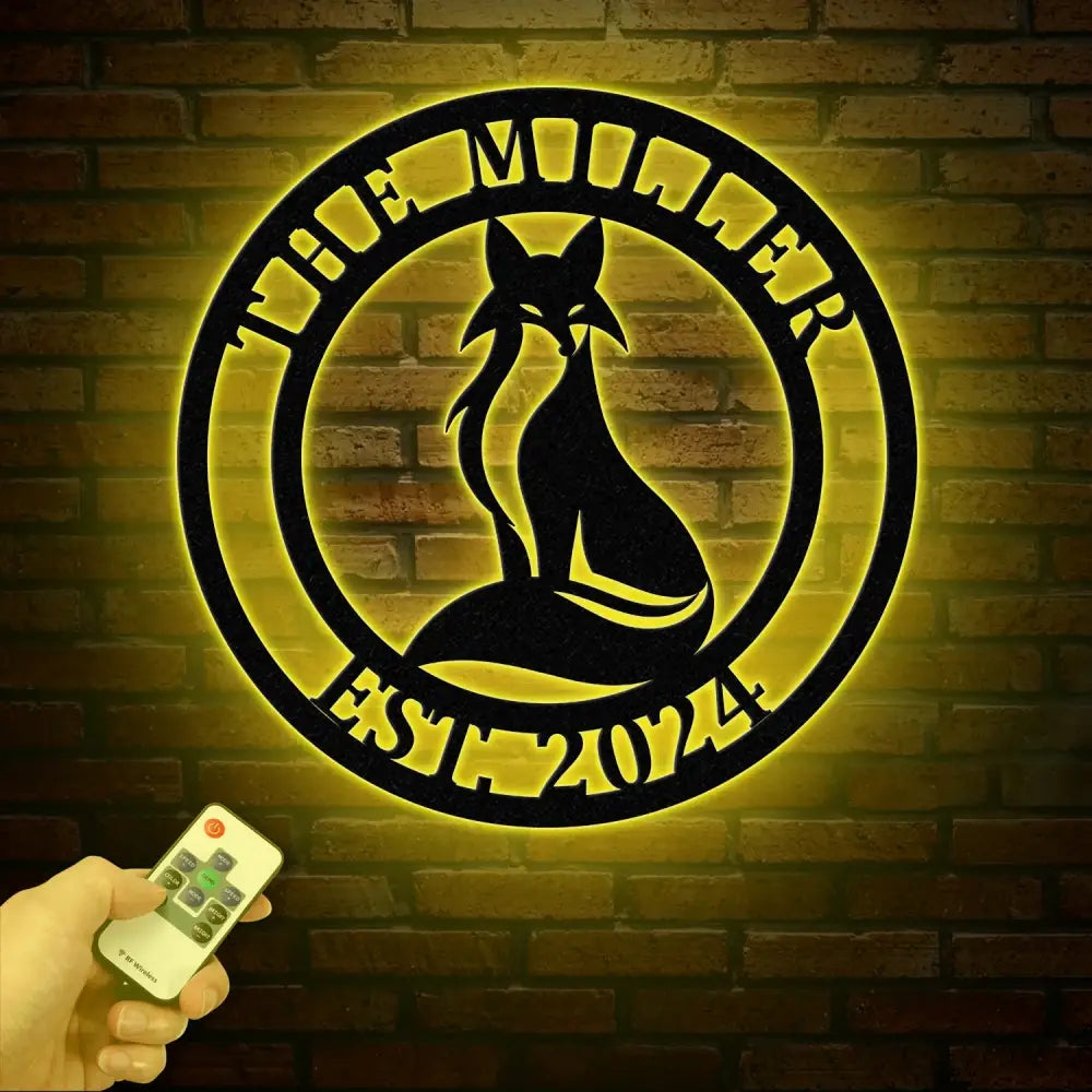 Custom Fox Metal Sign Personalized Fox Name Wall Art Fox Cabin Den Decor Farm Ranch Barn Sign Fox Wall Decor Wildlife