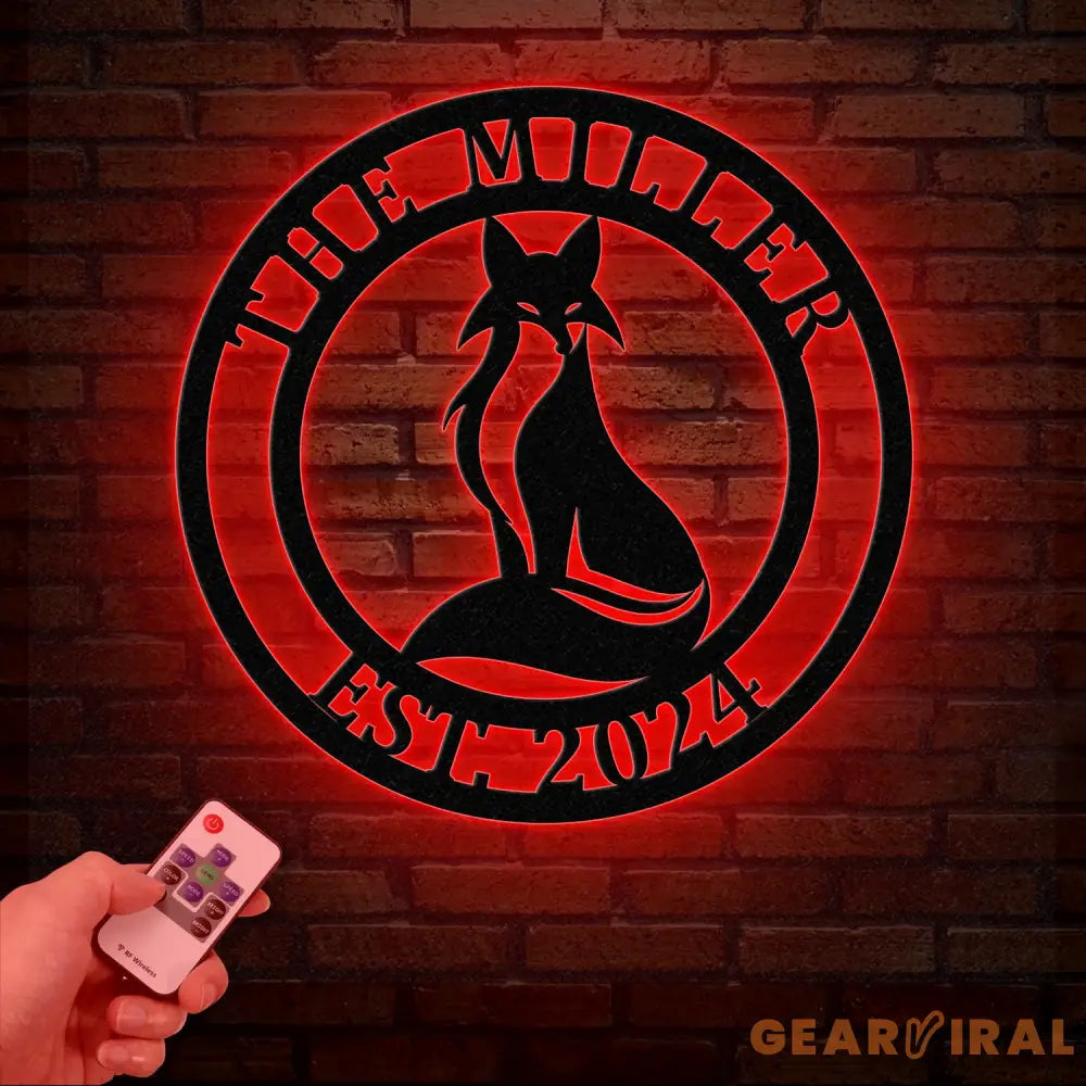 Custom Fox Metal Sign Personalized Fox Name Wall Art Fox Cabin Den Decor Farm Ranch Barn Sign Fox Wall Decor Wildlife