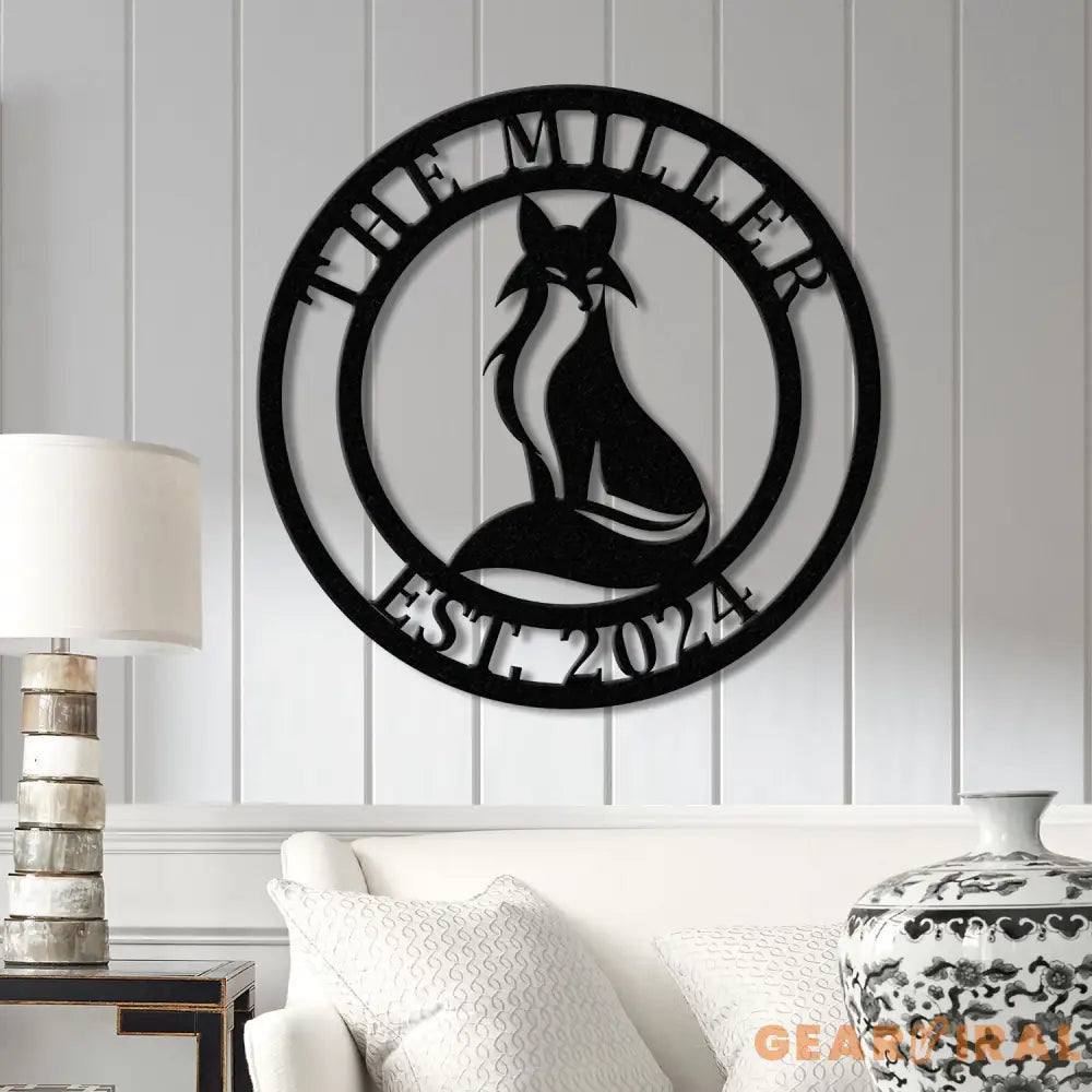 Custom Fox Metal Sign Personalized Fox Name Wall Art Fox Cabin Den Decor Farm Ranch Barn Sign Fox Wall Decor Wildlife