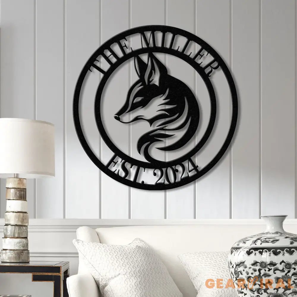 Custom Fox Metal Sign Personalized Fox Name Wall Art Fox Cabin Den Decor Farm Ranch Barn Sign Fox Wall Decor Wildlife