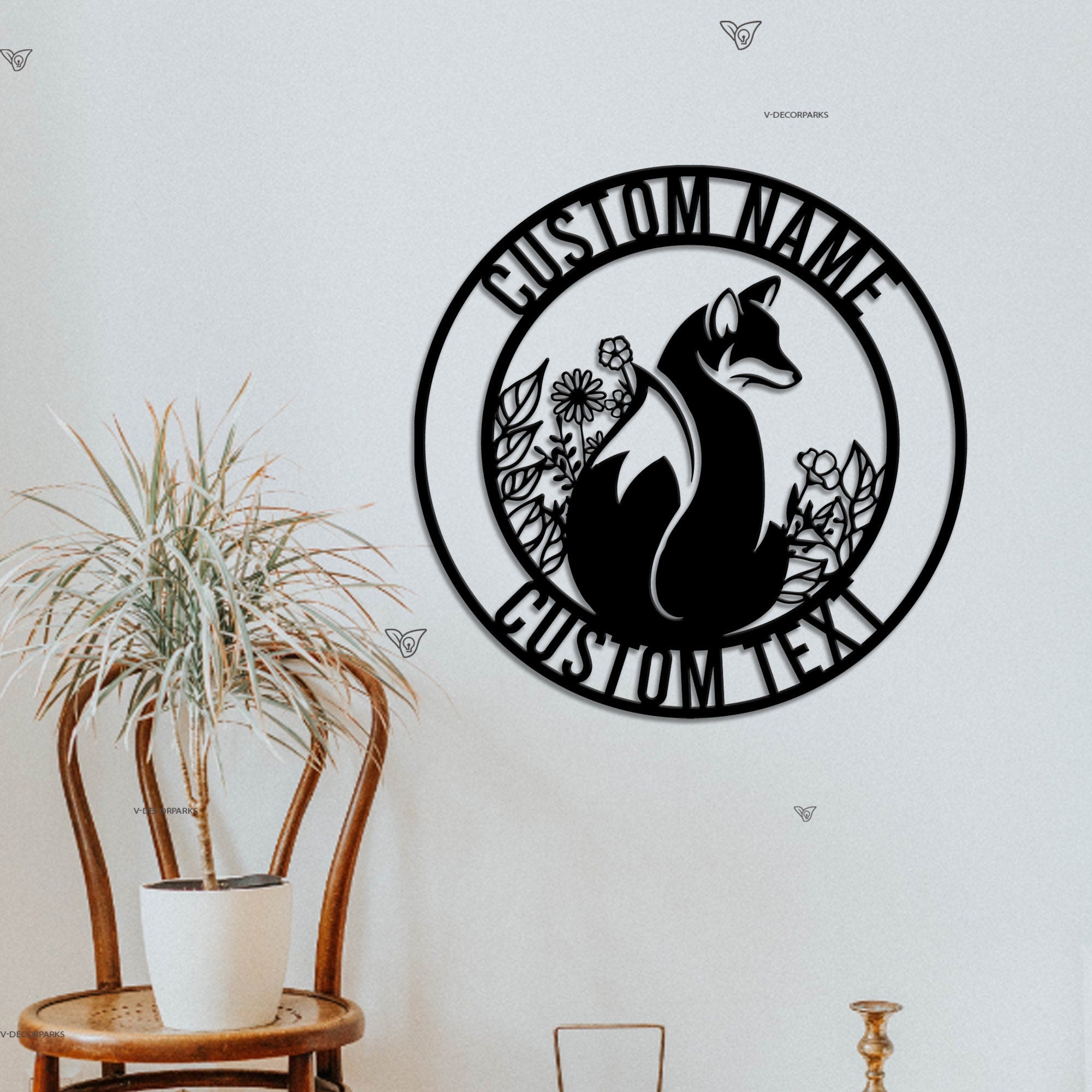 Custom Fox Metal Wall Art LED Light - Personalized Fox Lover Name Sign Home Decor - Kid Nursery Decoration Wild Animal Housewarming Birthday | GearViral