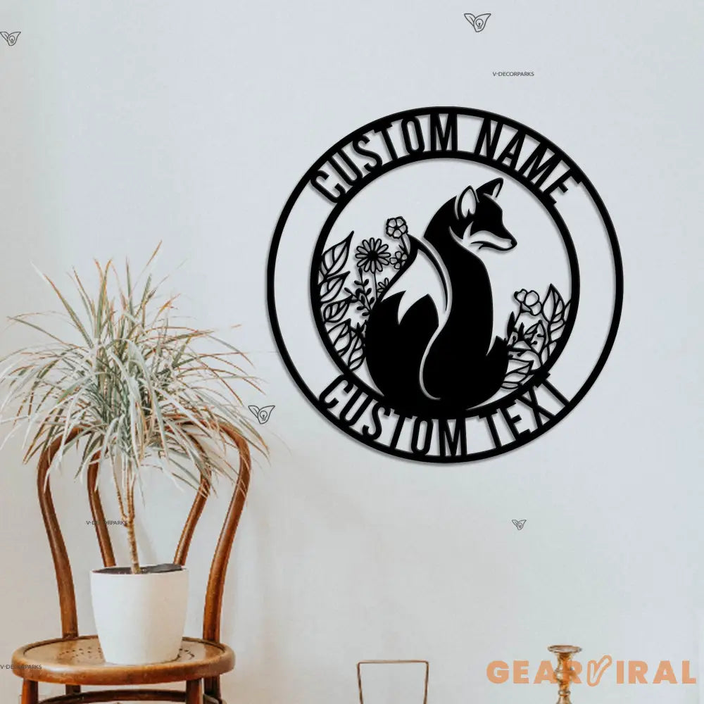 Custom Fox Metal Wall Art LED Light - Personalized Fox Lover Name Sign Home Decor - Kid Nursery Decoration Wild Animal