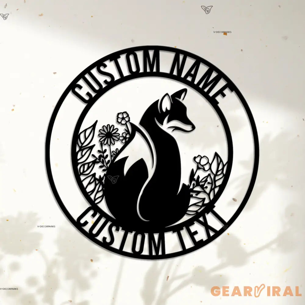 Custom Fox Metal Wall Art LED Light - Personalized Fox Lover Name Sign Home Decor - Kid Nursery Decoration Wild Animal