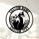 Custom Fox Metal Wall Art LED Light - Personalized Fox Lover Name Sign Home Decor - Kid Nursery Decoration Wild Animal