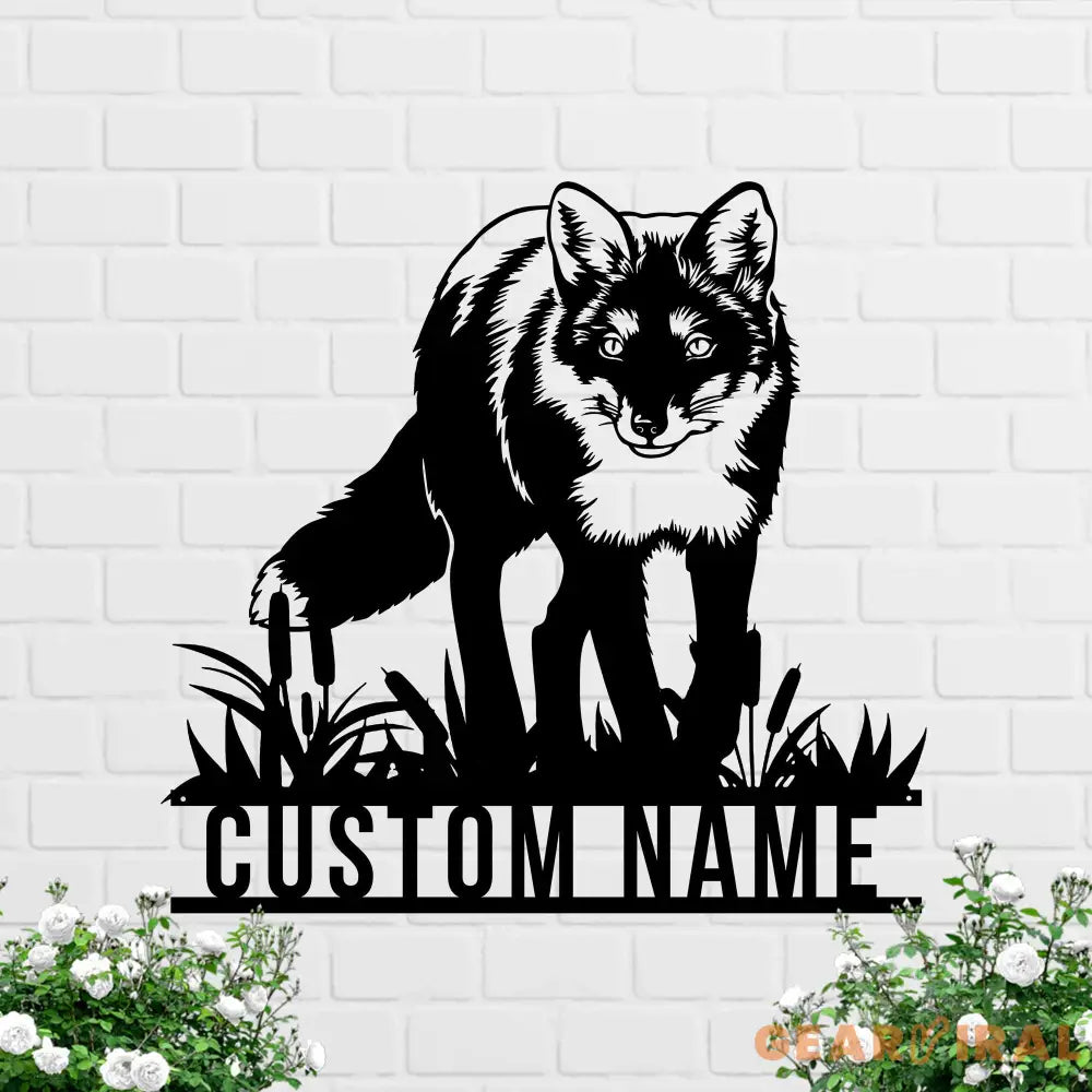 Custom Fox Metal Wall Art LED Light Personalized Fox Lover Name Sign Home Decor Kid Nursery Decor Wild Animal