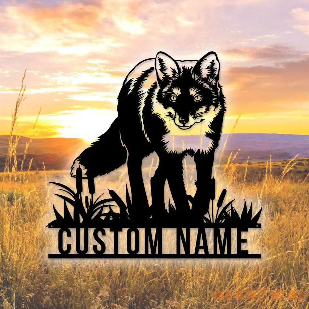 Custom Fox Metal Wall Art LED Light Personalized Fox Lover Name Sign Home Decor Kid Nursery Decor Wild Animal