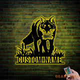 Custom Fox Metal Wall Art LED Light Personalized Fox Lover Name Sign Home Decor Kid Nursery Decor Wild Animal