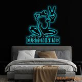 Custom Frog Peace Metal Sign with Led Lights Frog Wall Art Frog Decor Lake House Sign Personalized Frog Name Sign