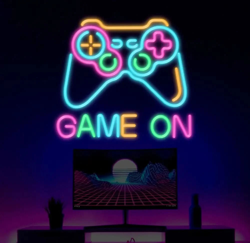 Custom Game On Controller Neon Sign, Game Controller Led Light, Game Z ...
