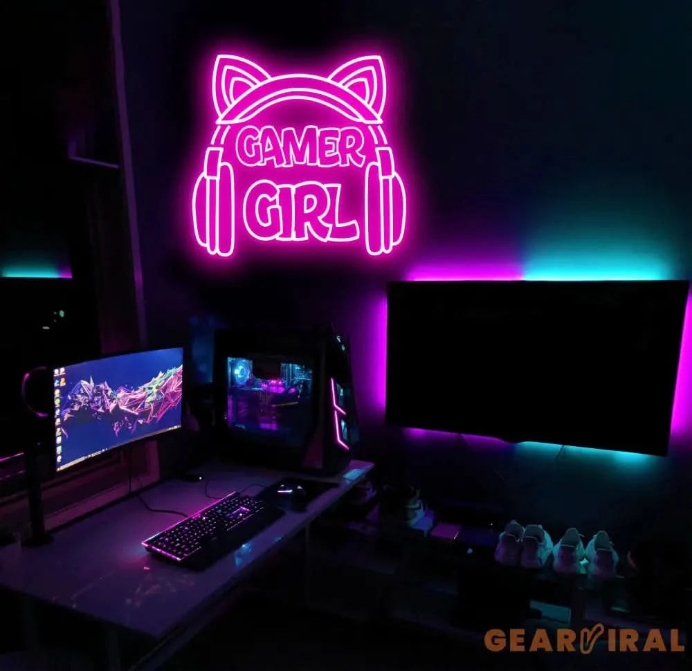 Custom Gamer Girl Neon Sign Wall Art Decor Home Bedroom Decoration Gift For Gamer Gaming Neon Light Gamer Room Art Gift