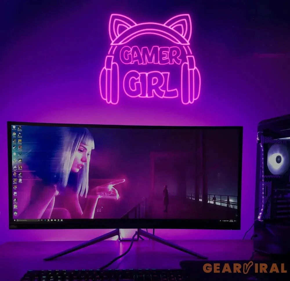 Custom Gamer Girl Neon Sign Wall Art Decor Home Bedroom Decoration Gift For Gamer Gaming Neon Light Gamer Room Art Gift