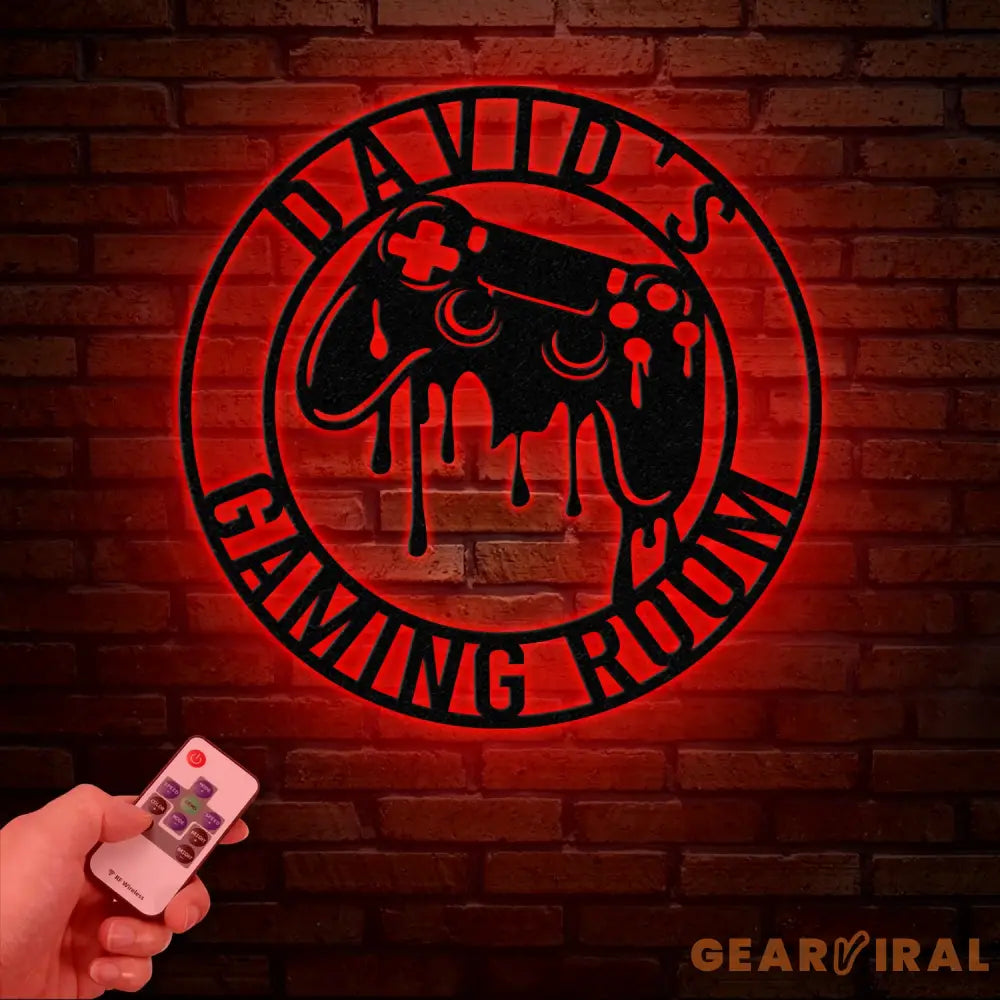 Custom Gaming Room Metal Sign with LED Lights Personalized Game Controller Wall Decor Gamer LED Sign Gift for Video