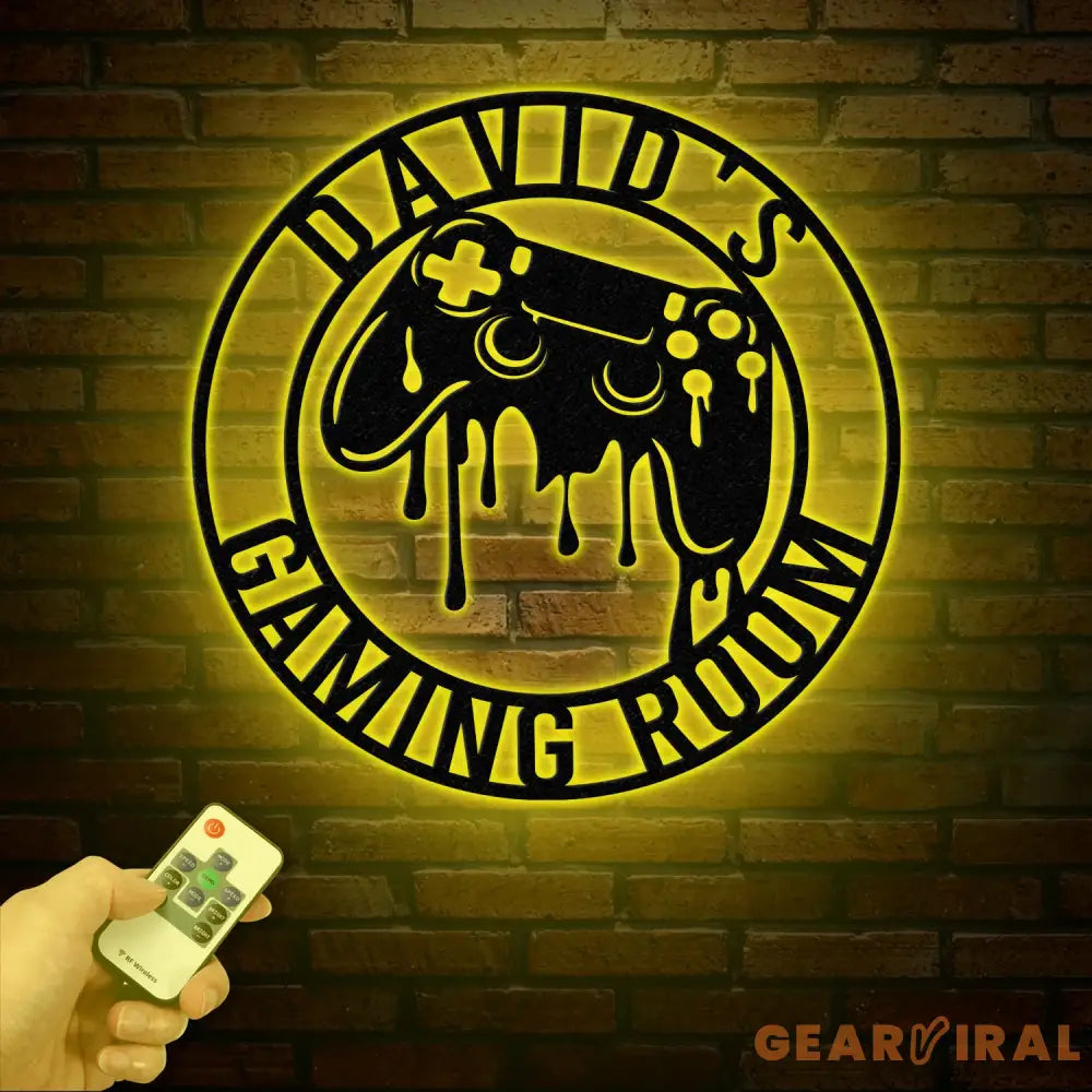 Custom Gaming Room Metal Sign with LED Lights Personalized Game Controller Wall Decor Gamer LED Sign Gift for Video